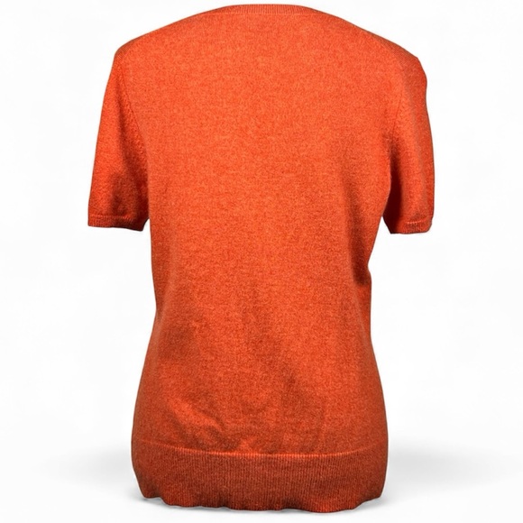 Lands' End Women's Bright Orange Cashmere Crew Neck Sweater, Size Medium - Picture 2 of 6